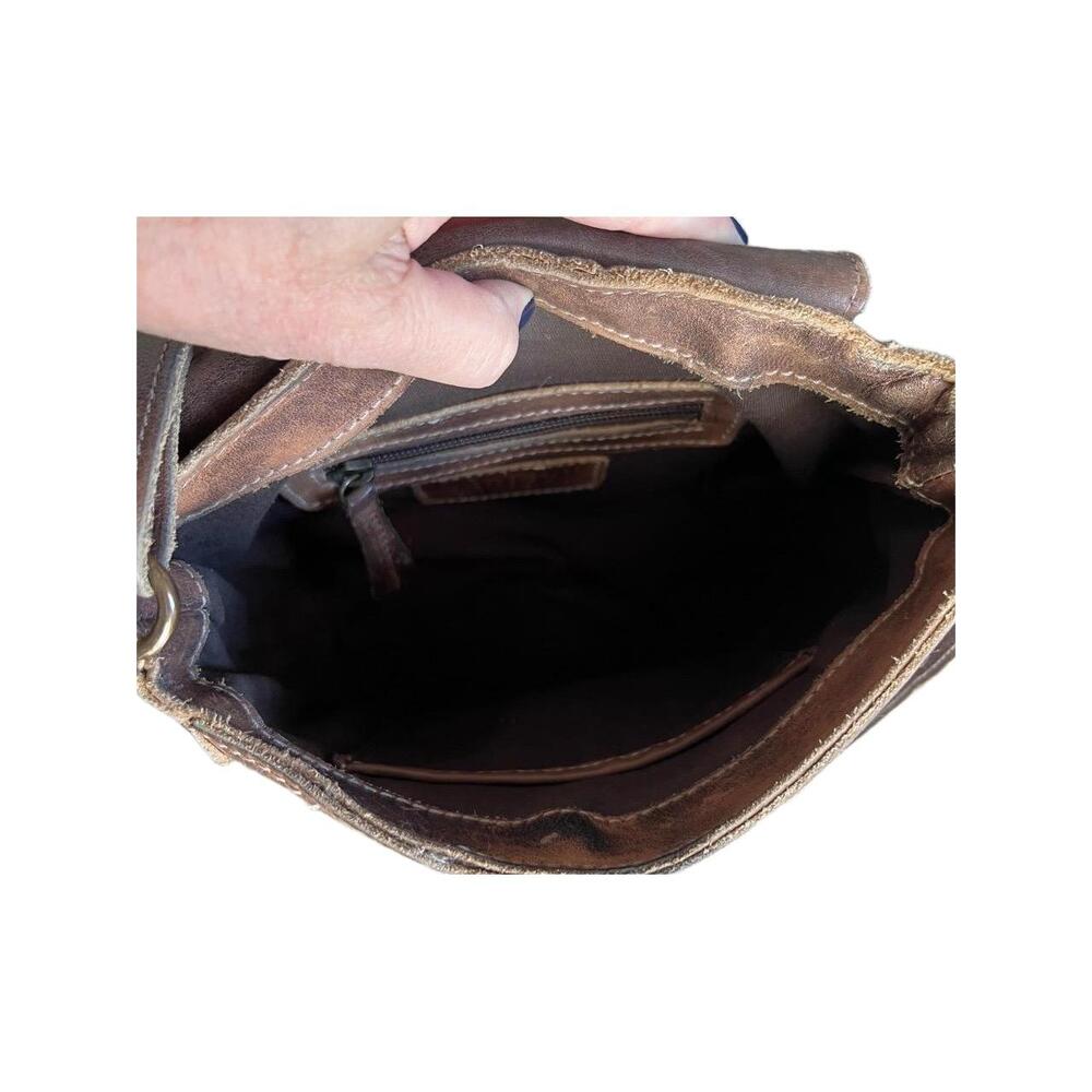 Bed Stu Laguna Crossbody Half Moon Bag Womens Medium Brown Studded Boho Chic - Picture 10 of 13